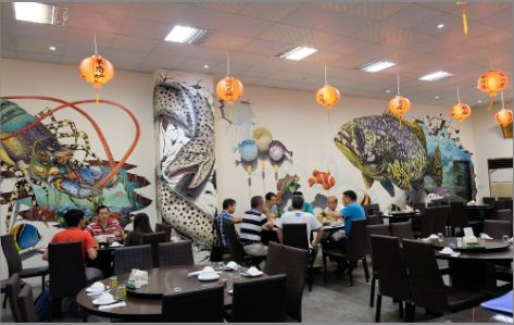 隆安海鲜餐厅墙体彩绘